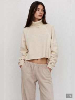 aerie Cropped Turtleneck Sweater - Cream